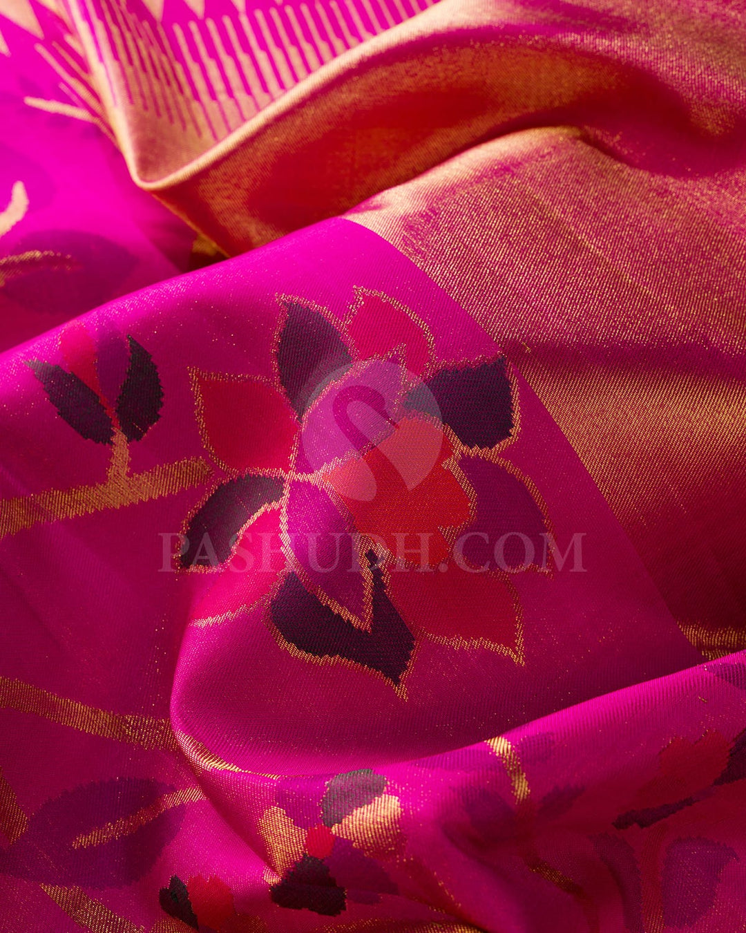 Bright  Pink Pure Zari Kanjivaram Silk Saree-P195(A)