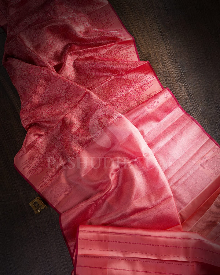 Peachy Pink Pastel Kanjivaram Silk Saree-DJ386(A)