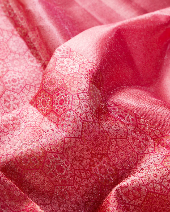 Peachy Pink Pastel Kanjivaram Silk Saree-DJ386(A)