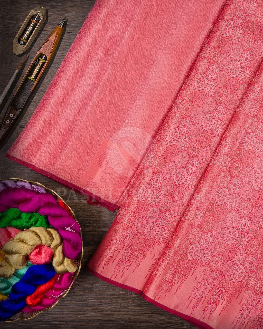 Peachy Pink Pastel Kanjivaram Silk Saree-DJ386(A)