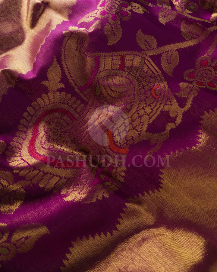 Purple Pure Zari  Kanjivaram Silk Saree-P192(A)