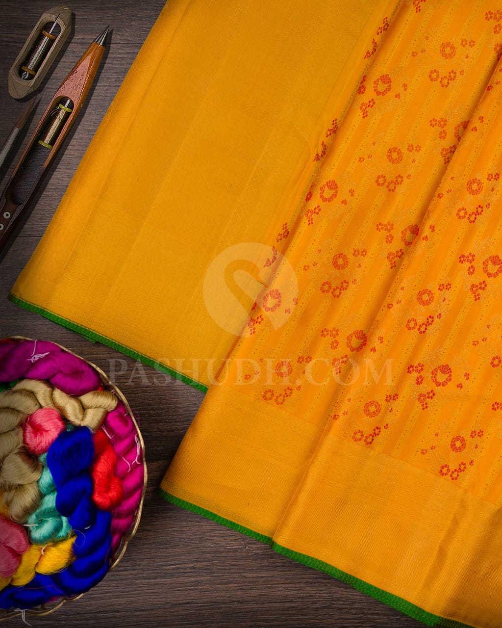 Mango Yellow Kanjivaram Silk Saree-DJ388(A)