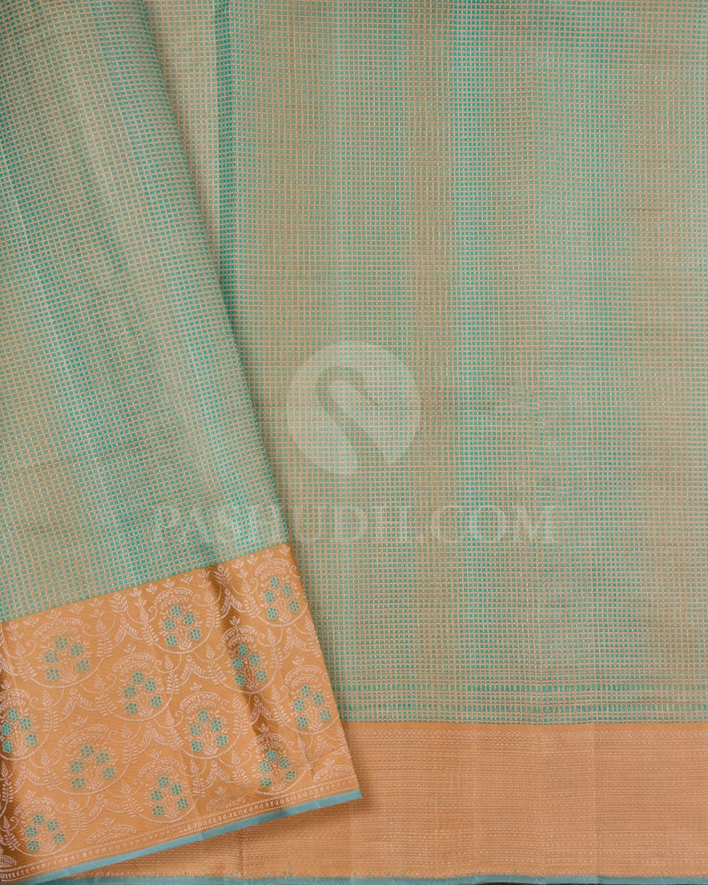 Sandal And Sky Blue Kanjivaram Silk Saree-DJ392(A)