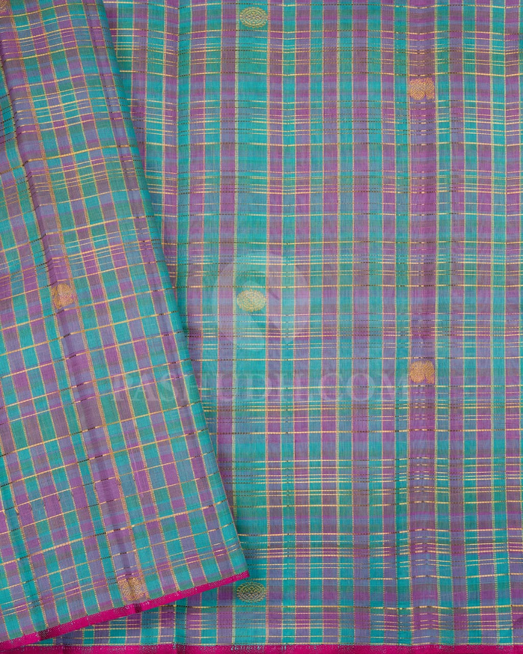 Navy Blue And Sky Blue Kora Organza Kanjivaram Silk Saree-S1512(A)