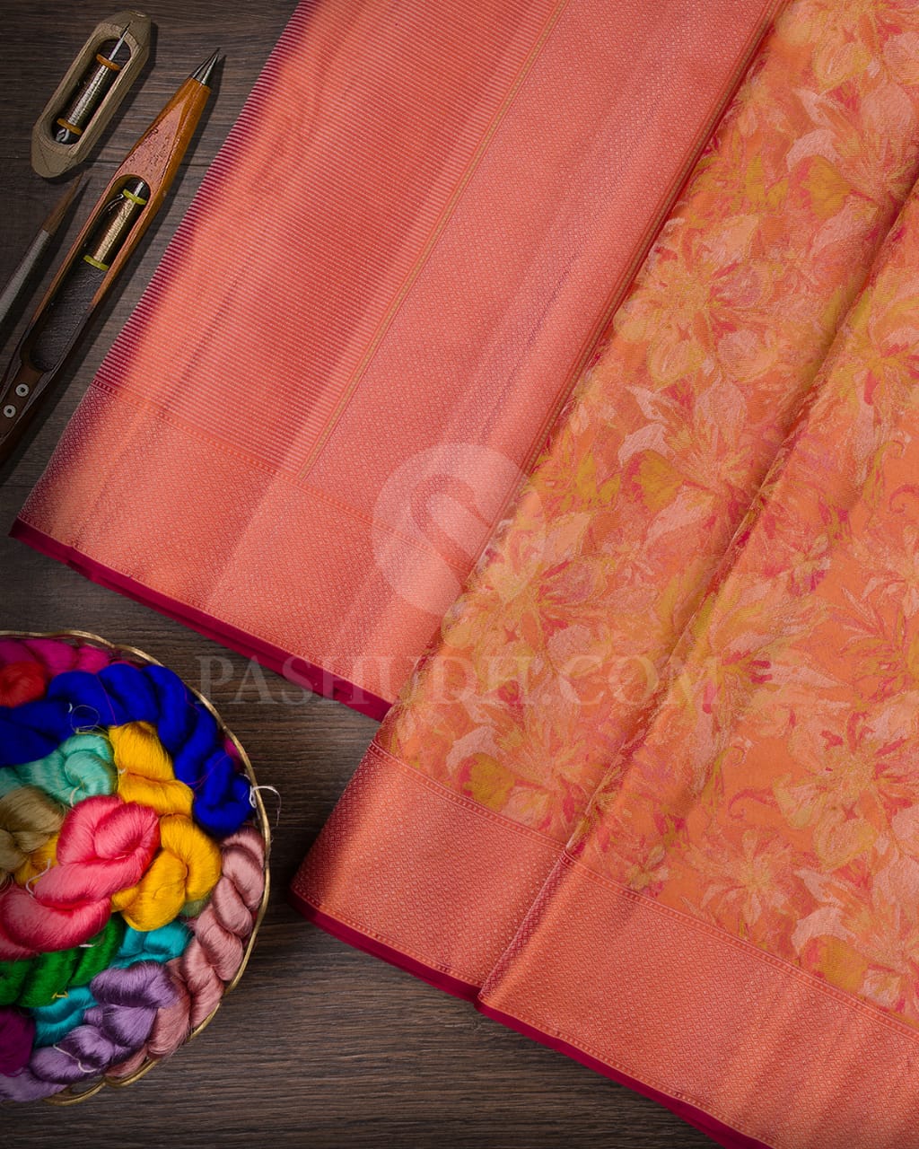 Pastel Orange Kanjivaram Silk Saree-DJ355(J)