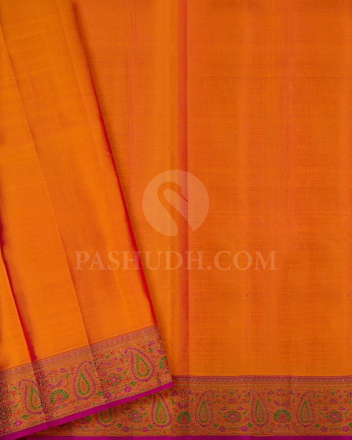 Orange And Rani Pink Kanjivaram Silk Saree-DJ359(G)