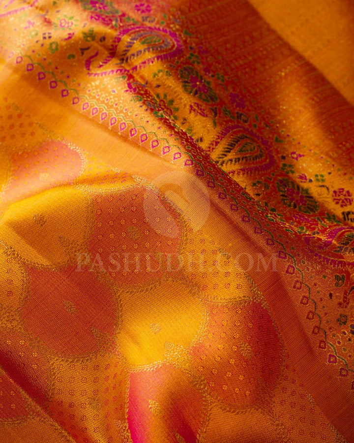 Orange And Rani Pink Kanjivaram Silk Saree-DJ359(G)