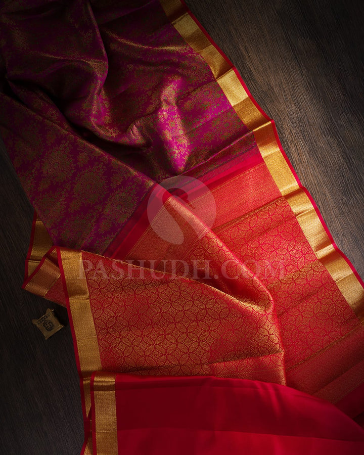 Magenta And Red Kanjivaram Silk Saree-DJ362(C)
