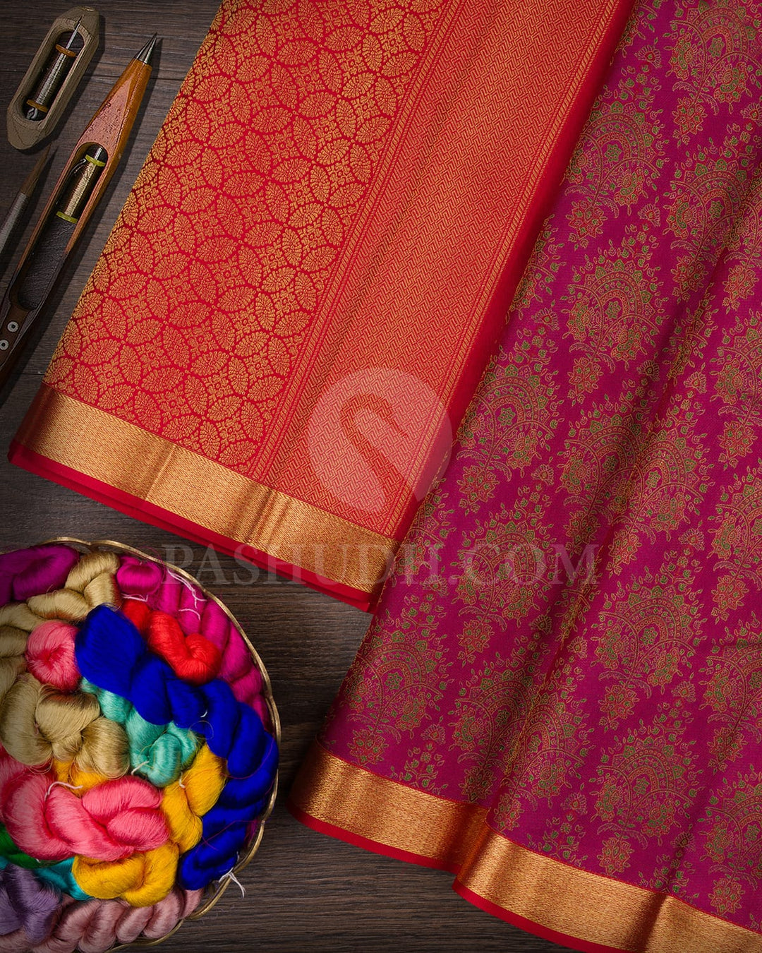 Magenta And Red Kanjivaram Silk Saree-DJ362(C)