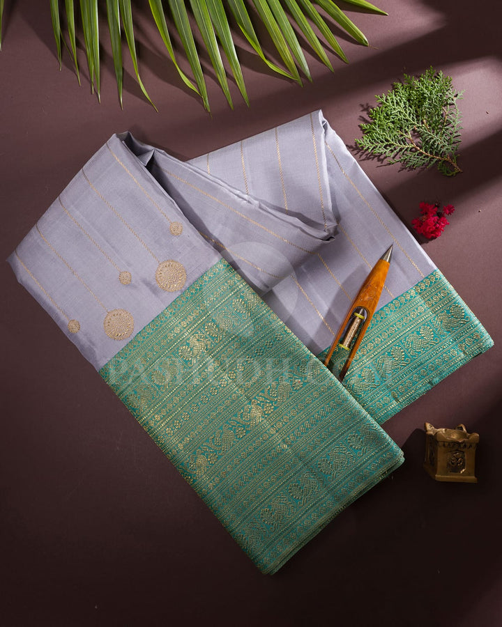 Grey And Sky Blue Kanjivaram Silk Saree-S1521(A)