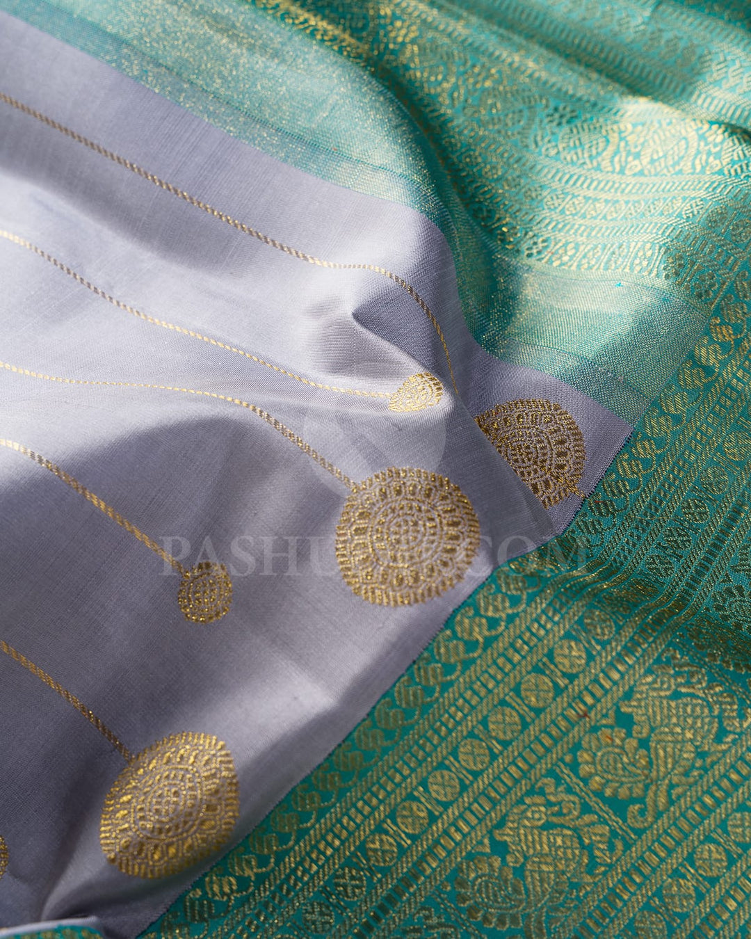 Grey And Sky Blue Kanjivaram Silk Saree-S1521(A)