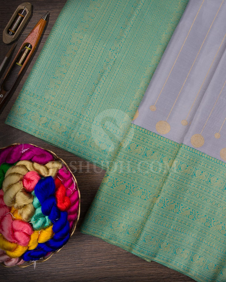 Grey And Sky Blue Kanjivaram Silk Saree-S1521(A)