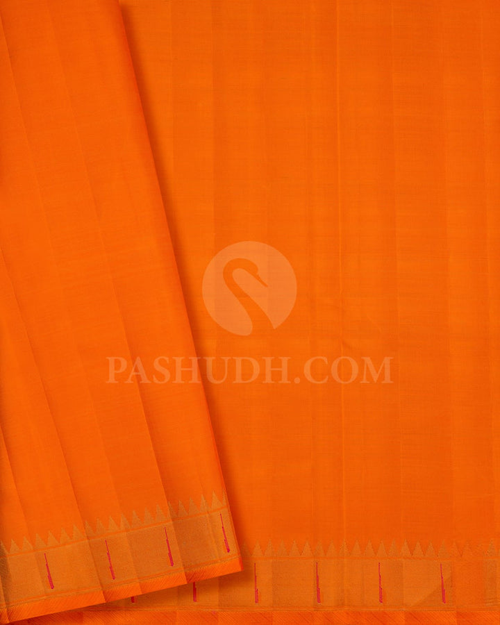 Orange Bridal Pure Zari Kanjivaram Silk Saree-P193(A)