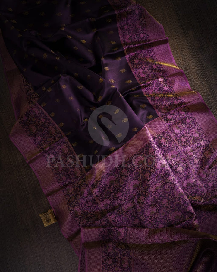 Eggplant Purple Kanjivaram Silk Saree-D643(B)