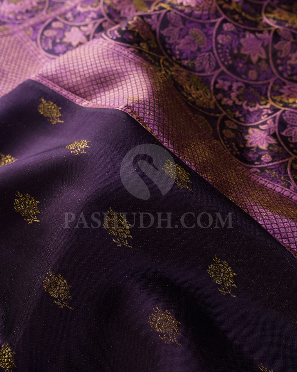 Eggplant Purple Kanjivaram Silk Saree-D643(B)