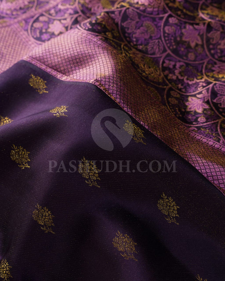 Eggplant Purple Kanjivaram Silk Saree-D643(B)