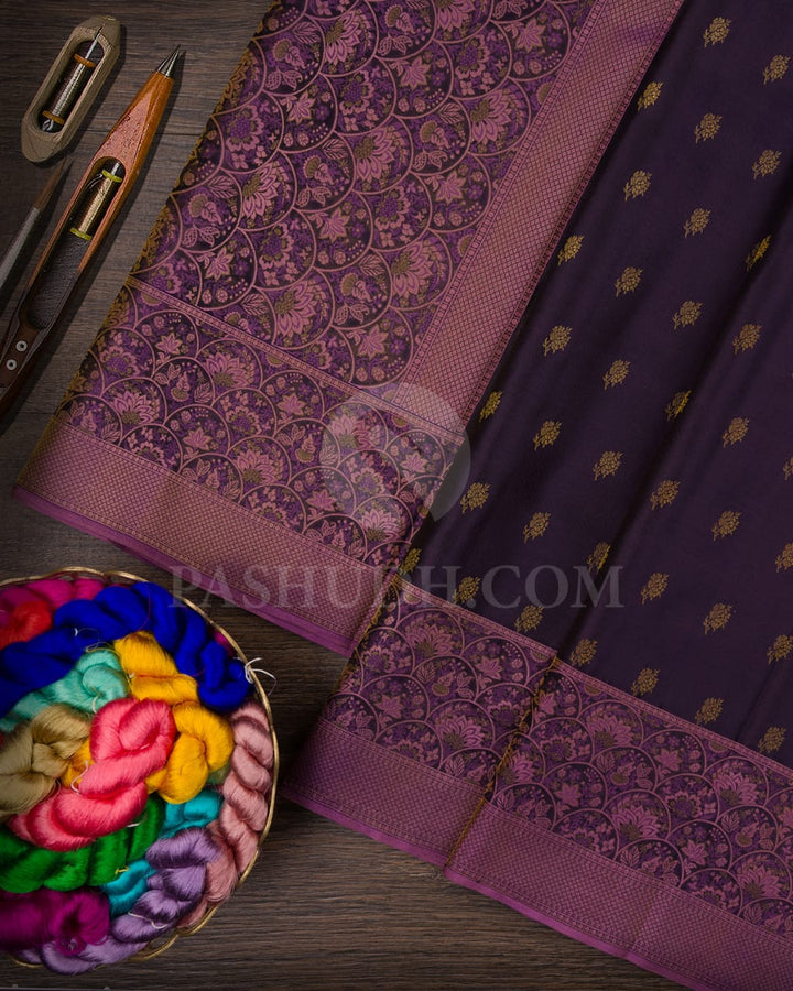 Eggplant Purple Kanjivaram Silk Saree-D643(B)