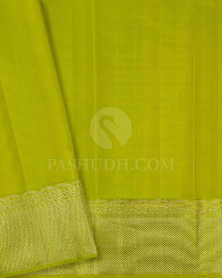 Yellow Shot Beige With Parrot Green Tissue Kanjivaram Silk Saree-D648(A)