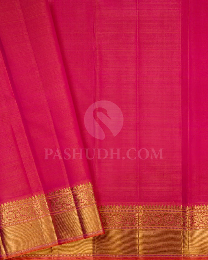 Mild Rose And Orange Shot Pink Kanjivaram Silk Saree-S1499(B)