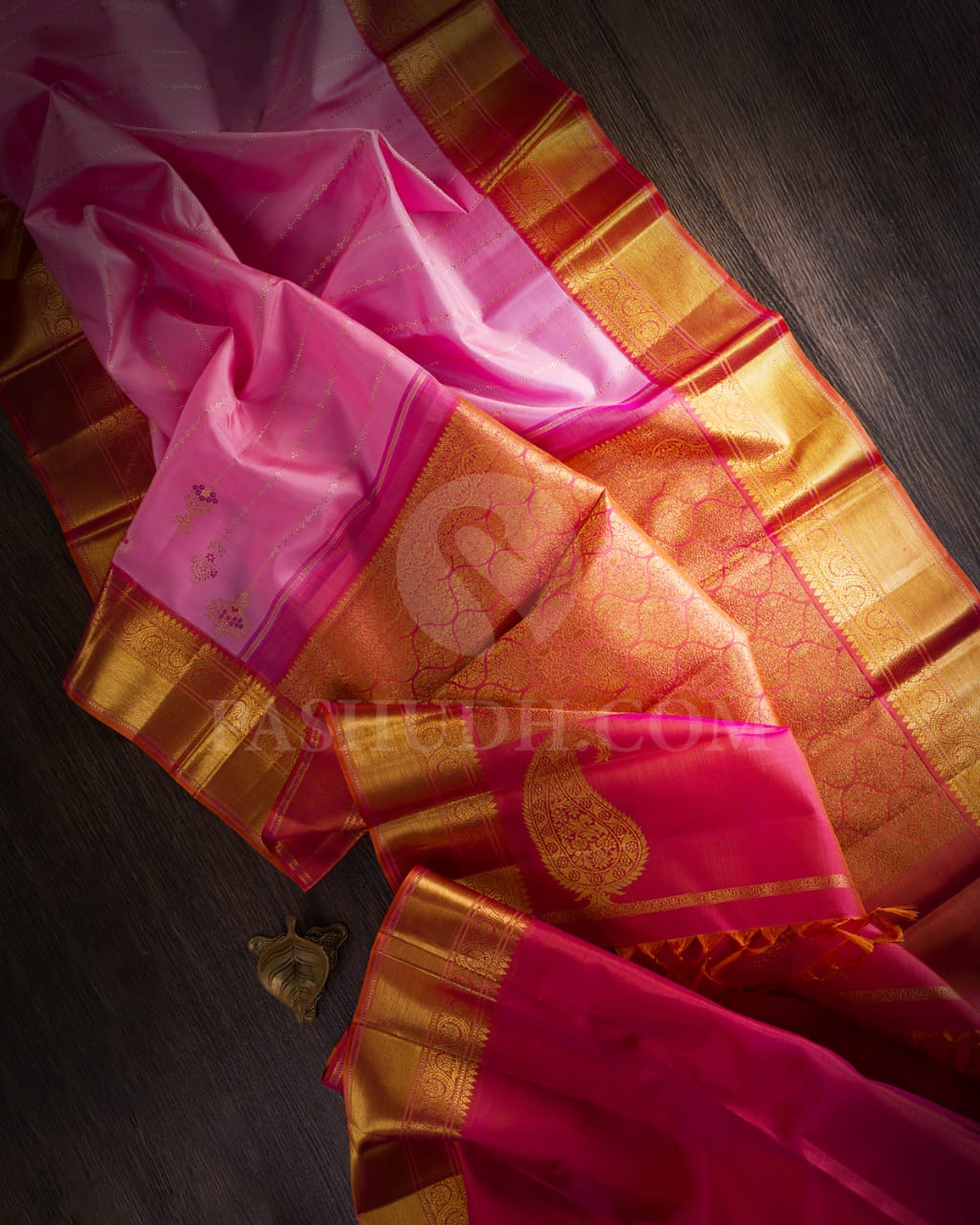 Mild Rose And Orange Shot Pink Kanjivaram Silk Saree-S1499(B)