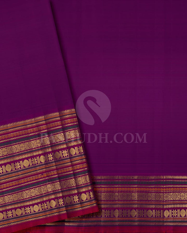Red And Violet Pure Zari Bridal Kanjivaram Silk Saree-P191(A)
