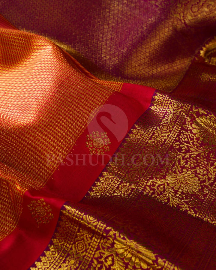 Red And Magenta  Kanjivaram Silk Saree-S1533(A)