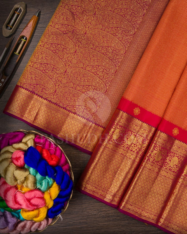 Red And Magenta  Kanjivaram Silk Saree-S1533(A)