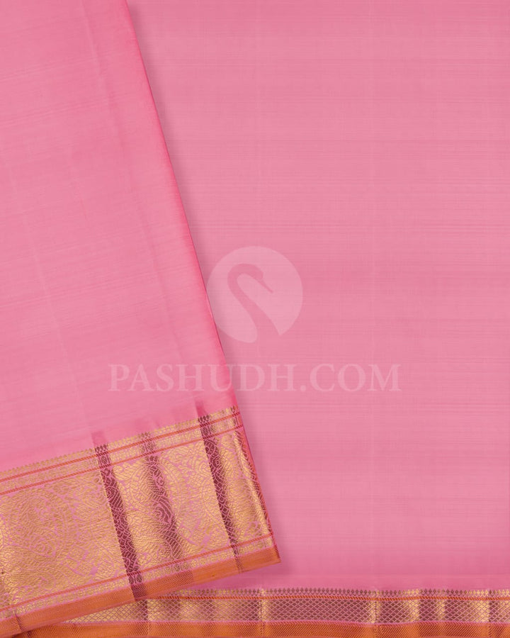 Red And Baby Pink Kora Organza Kanjivaram Silk Saree-S1397(B)