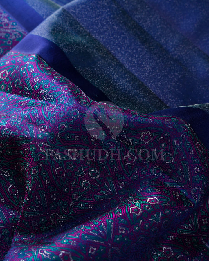 Dark Blue Borderless Kanjivaram Silk Saree-DJ391(A)
