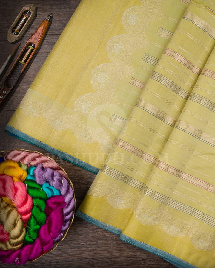 Pista Green And Dual Shaded Emerald Green Kanjivaram Silk Saree-S1531(A)