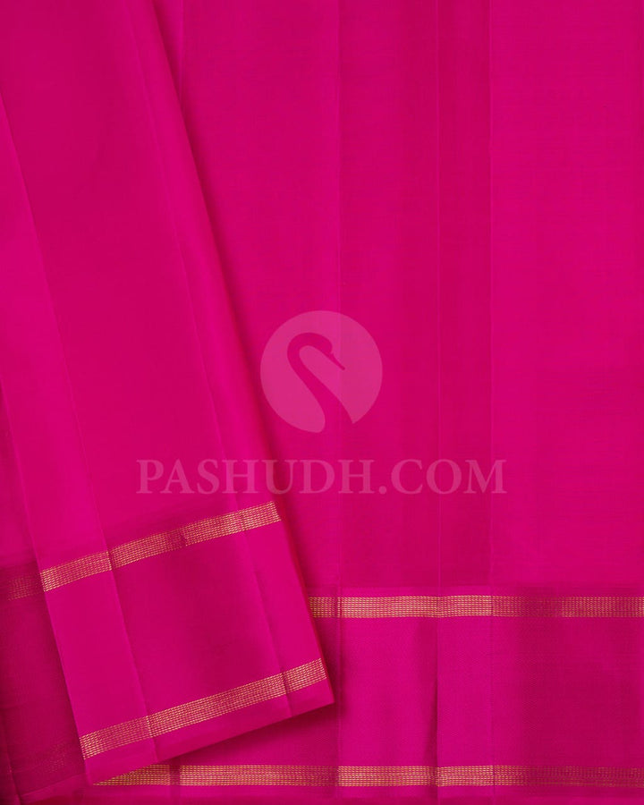 Turquoise Blue And Rani Pink Kanjivaram Silk Saree-S1537(A)