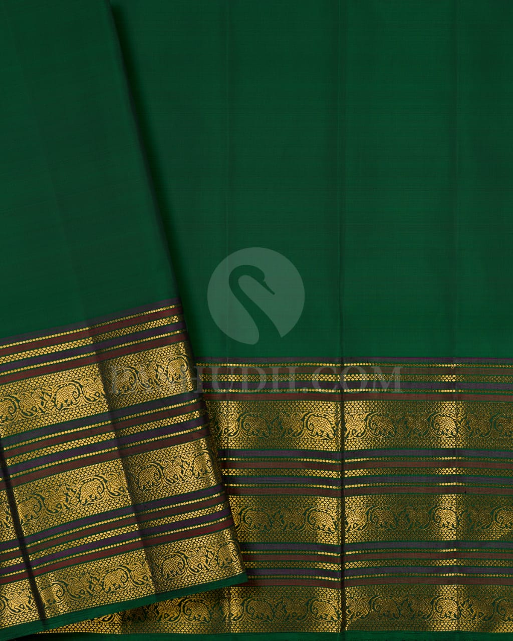 Old Rose And Bottle Green Kanjivaram Silk Saree-S1233(C)