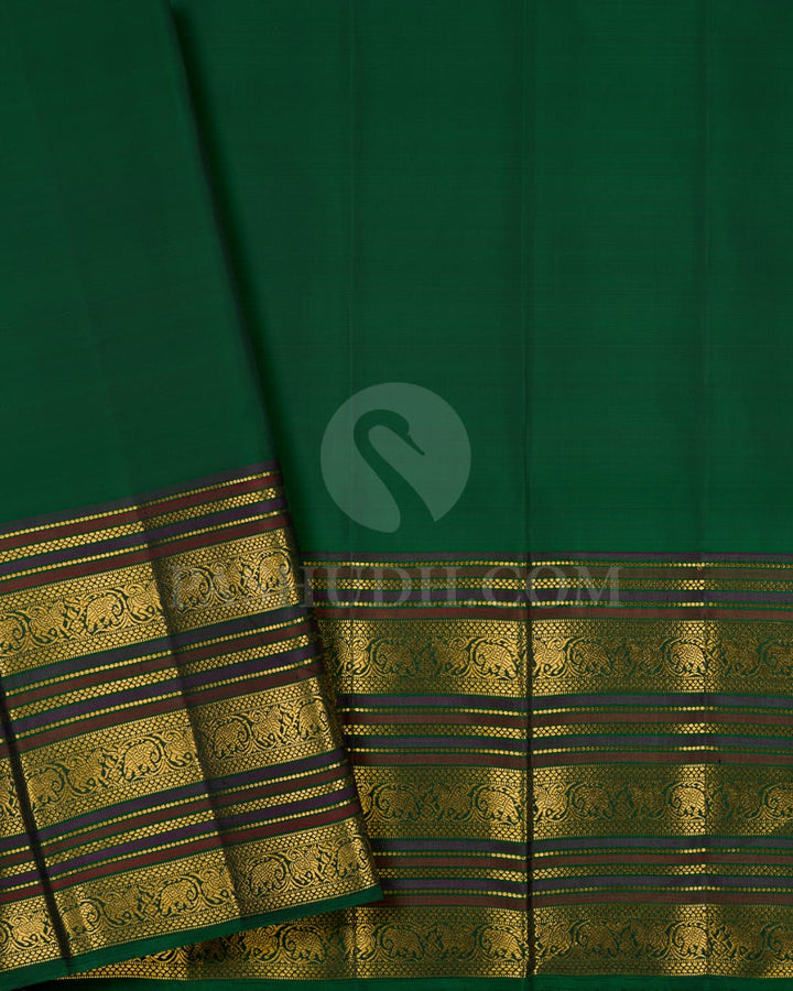 Old Rose And Bottle Green Kanjivaram Silk Saree-S1233(C)