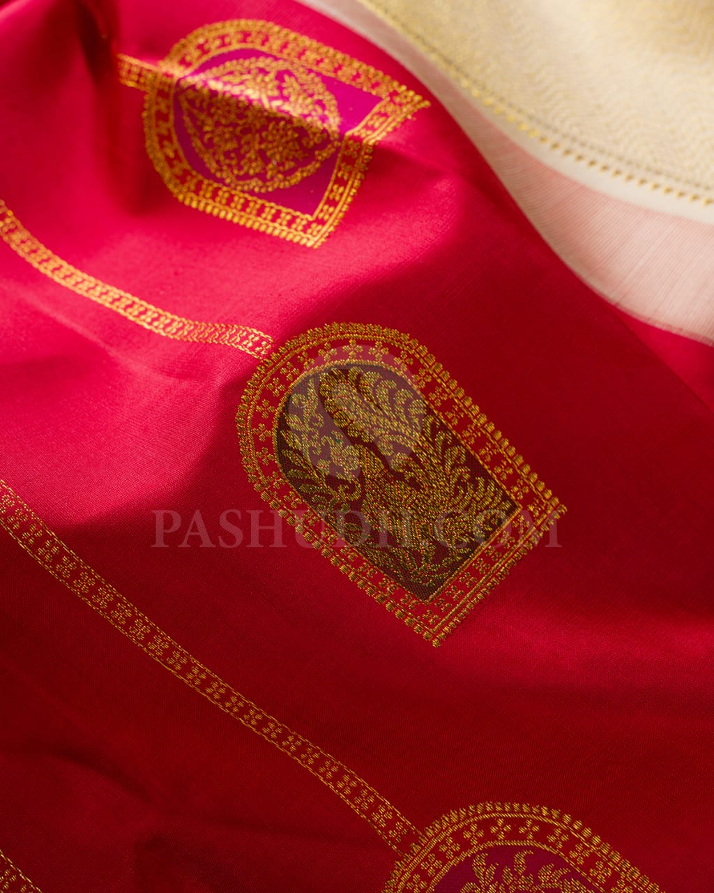 Red And Cream Kanjivaram Silk Saree-S1534(A)