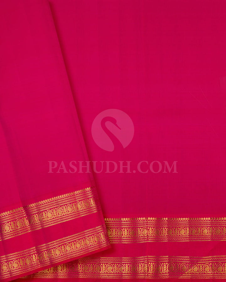 Olive Green And Rani Pink Traditional Kanjivaram Silk Saree-S1535(A)