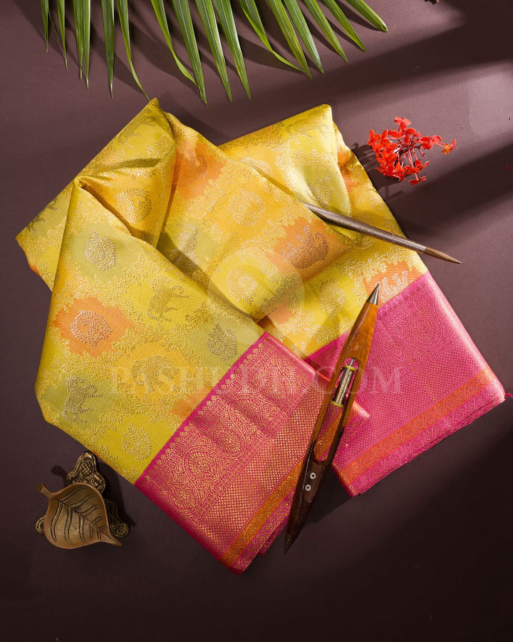 Multicolor Pastel Bridal Kanjivaram Silk Saree-S1513(A)