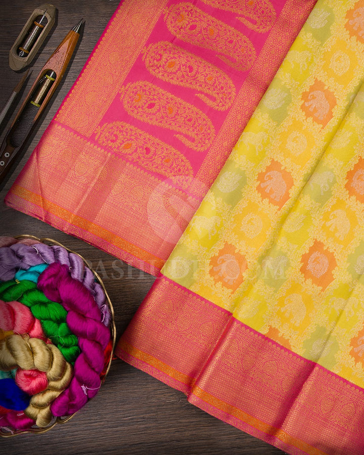 Multicolor Pastel Bridal Kanjivaram Silk Saree-S1513(A)
