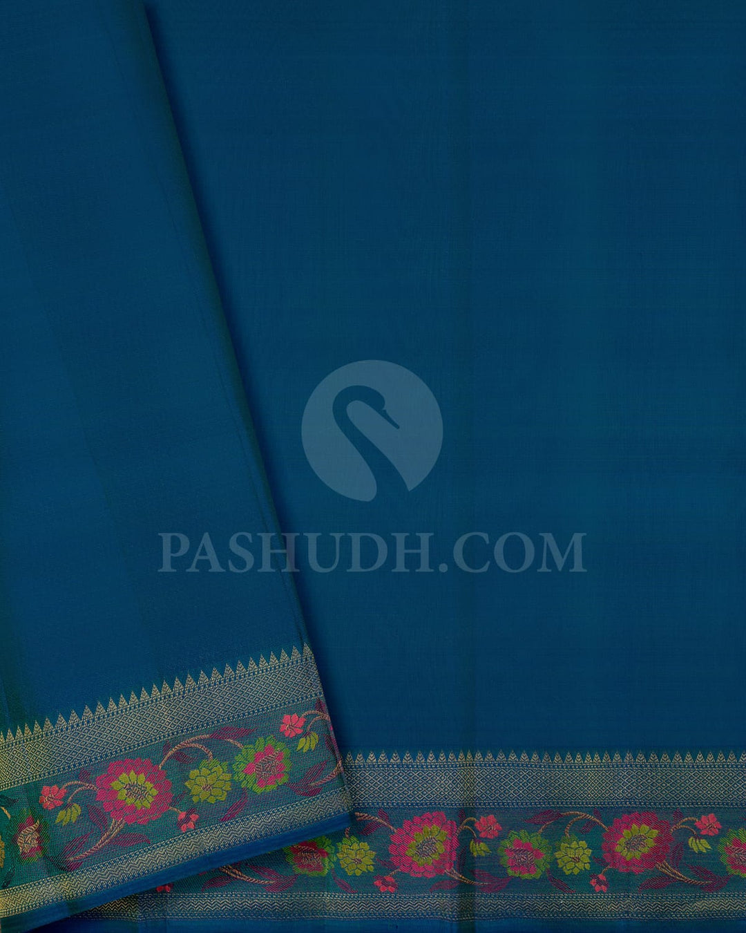 Sea Blue And Cobalt Blue Kanjivaram Silk Saree-DJ377(B)