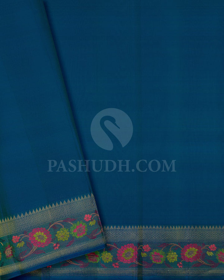 Sea Blue And Cobalt Blue Kanjivaram Silk Saree-DJ377(B)