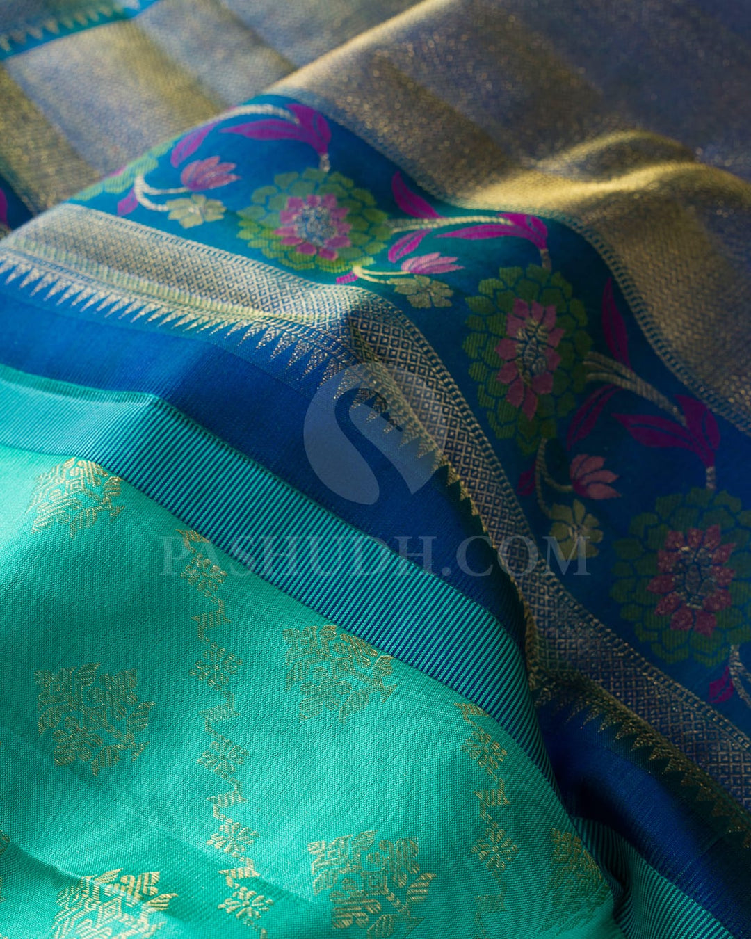 Sea Blue And Cobalt Blue Kanjivaram Silk Saree-DJ377(B)