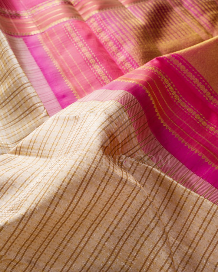 Beige And Pink Kanjivaram Silk Saree-DJ381(B)