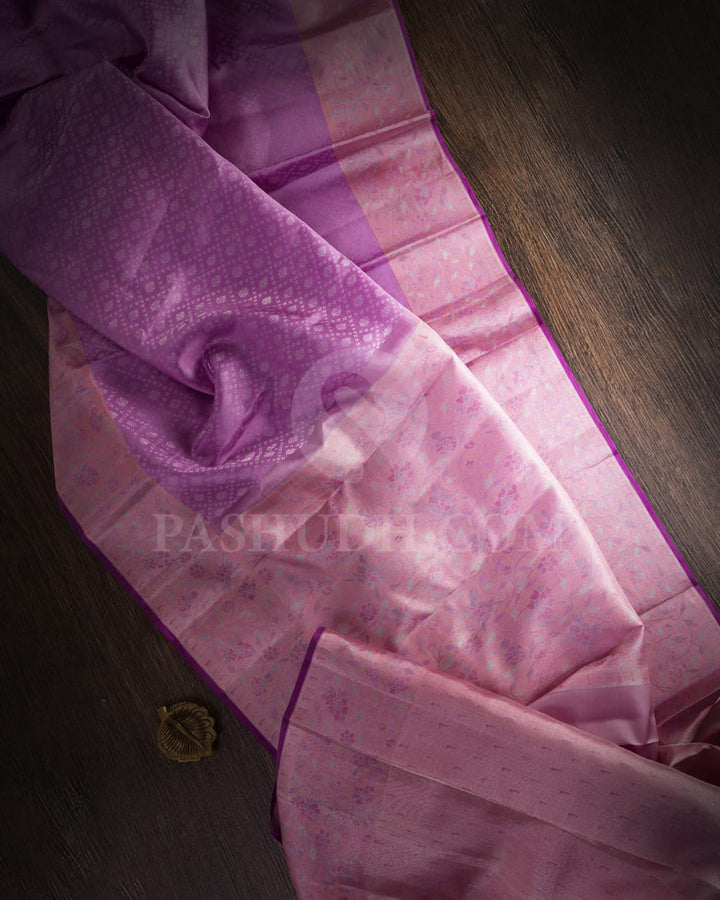 Lavender And Lace Pink Kanjivaram Silk Saree-DJ364(C)