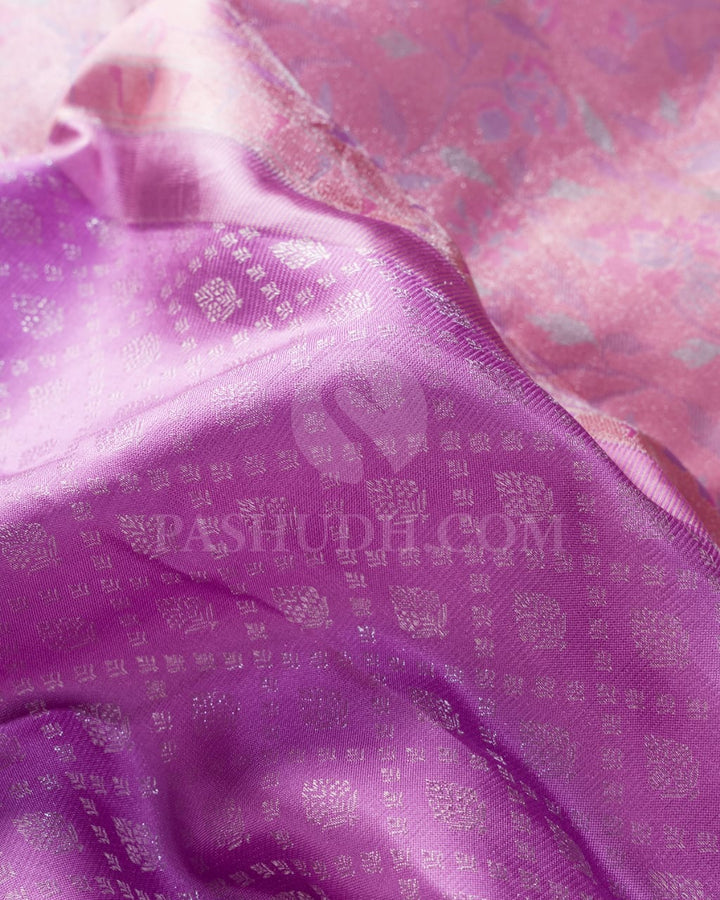 Lavender And Lace Pink Kanjivaram Silk Saree-DJ364(C)