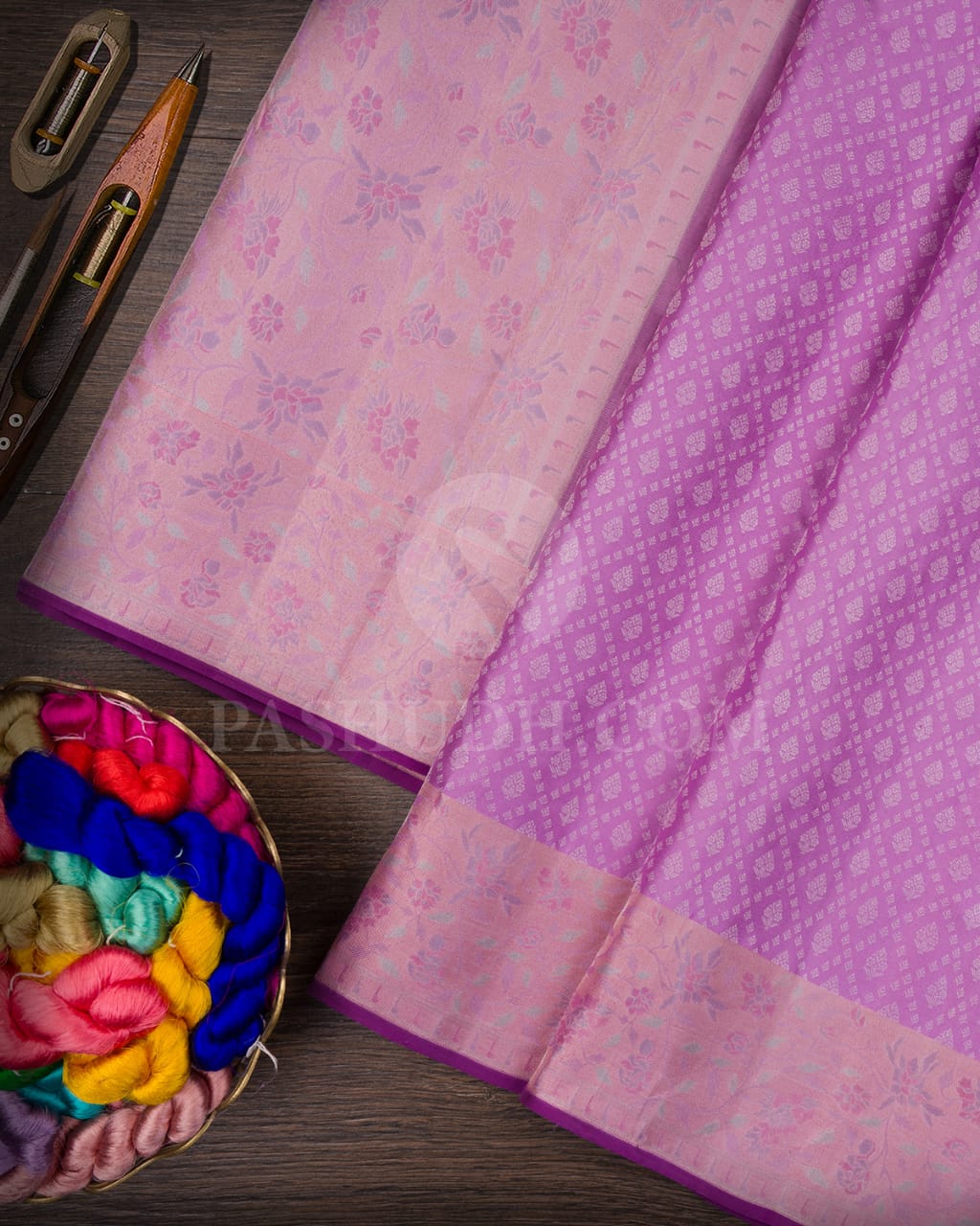 Lavender And Lace Pink Kanjivaram Silk Saree-DJ364(C)
