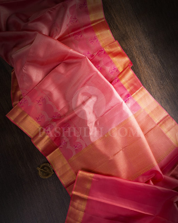 Peachy Pink Kanjivaram Silk Saree-D647(A)