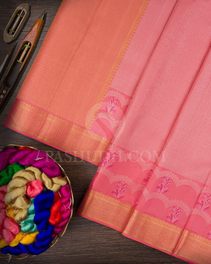 Peachy Pink Kanjivaram Silk Saree-D647(A)