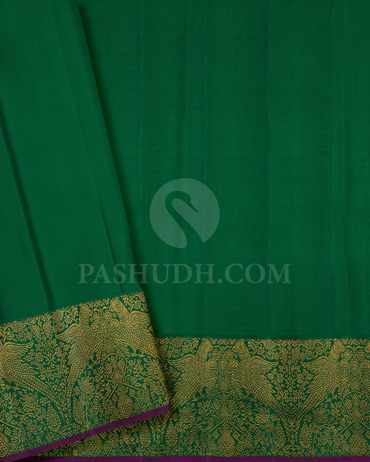 Purple And Forest Green Kanjivaram Silk Saree-S1519(A)