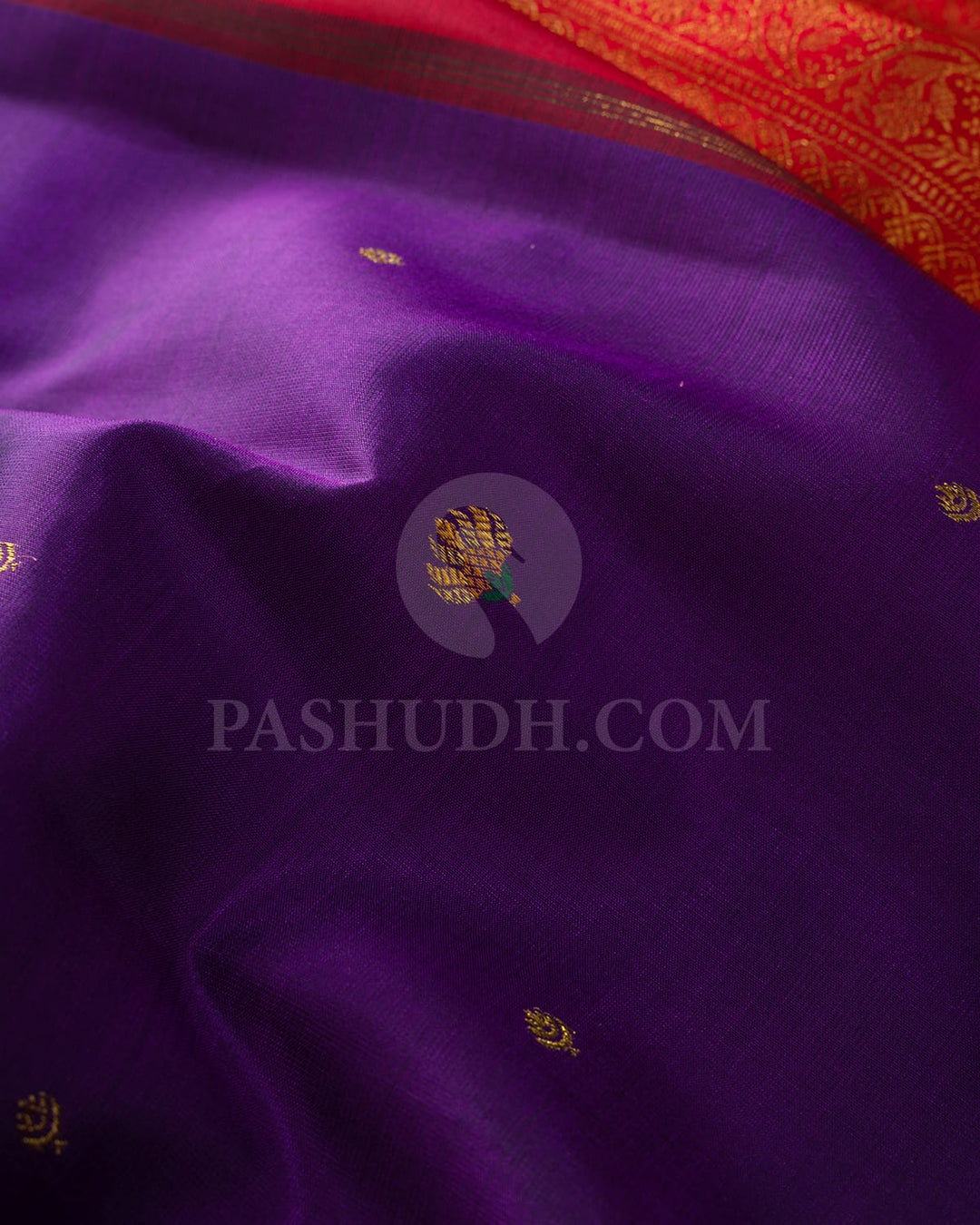 Violet And Deep Orange Kanjivaram Silk Saree-S1530(A)