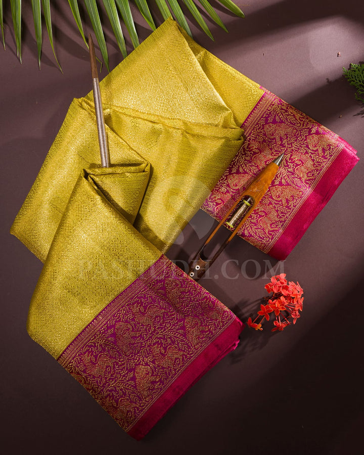 Parrot Green And Purple Kanjivaram Silk Saree-S1541(A)