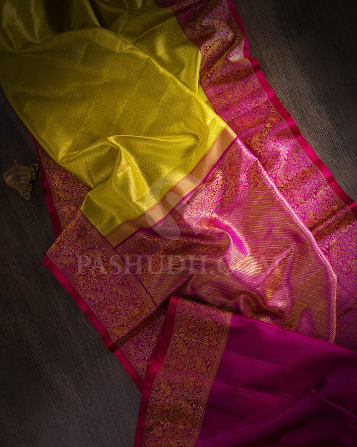 Parrot Green And Purple Kanjivaram Silk Saree-S1541(A)